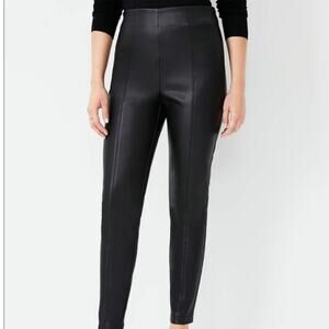 NWT Ann Taylor The Faux Leather Seamed Side Zip Legging